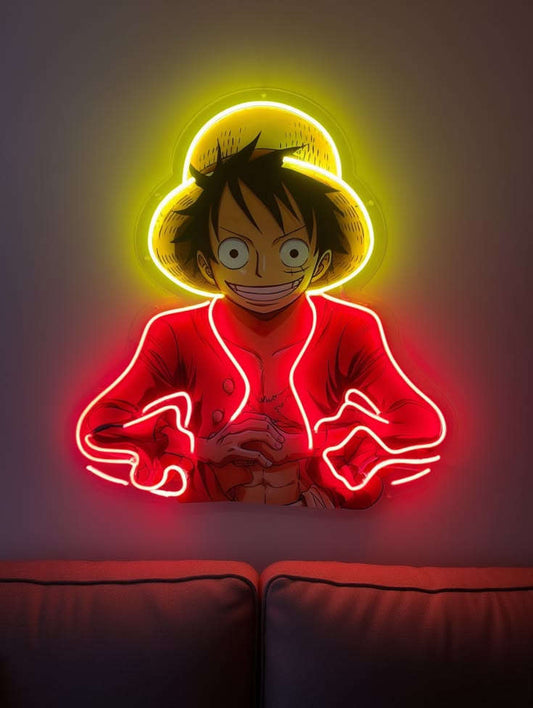 Luffy (One Piece) LED Neon Sign – Anime Wall Art for Bedroom & Gaming Room - LED Neon Sign
