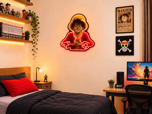 Luffy (One Piece) LED Neon Sign – Anime Wall Art for Bedroom & Gaming Room Neonsignsindia