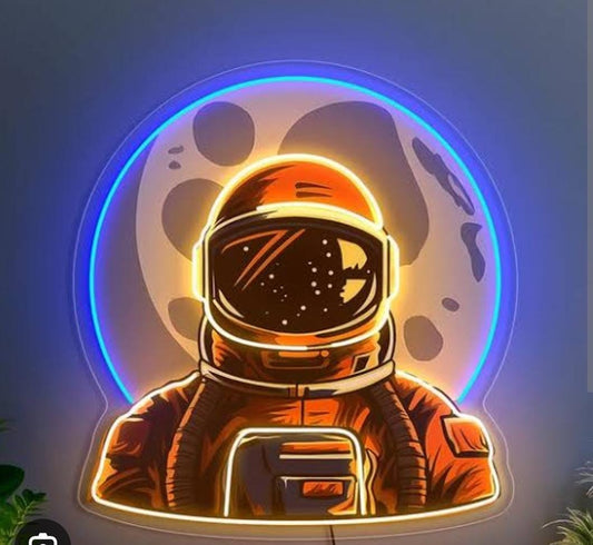🌕 Lunar Explorer Astronaut Neon Sign (22x18 inches) Neonsignsindia