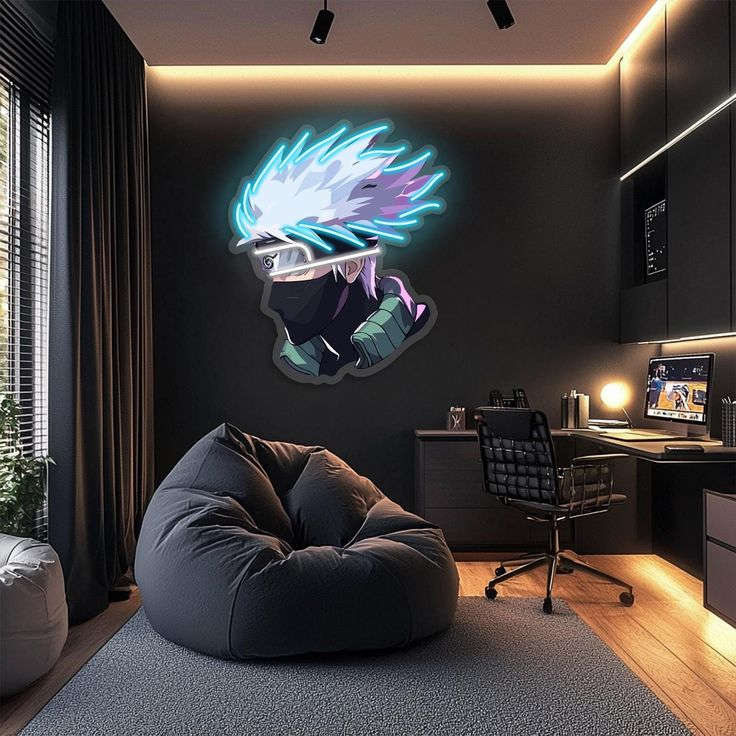 Masked Anime Ninja Neon Wall Art – LED Neon Sign for Game Room & Bedroom Decor | Neon Signs India — Image 1