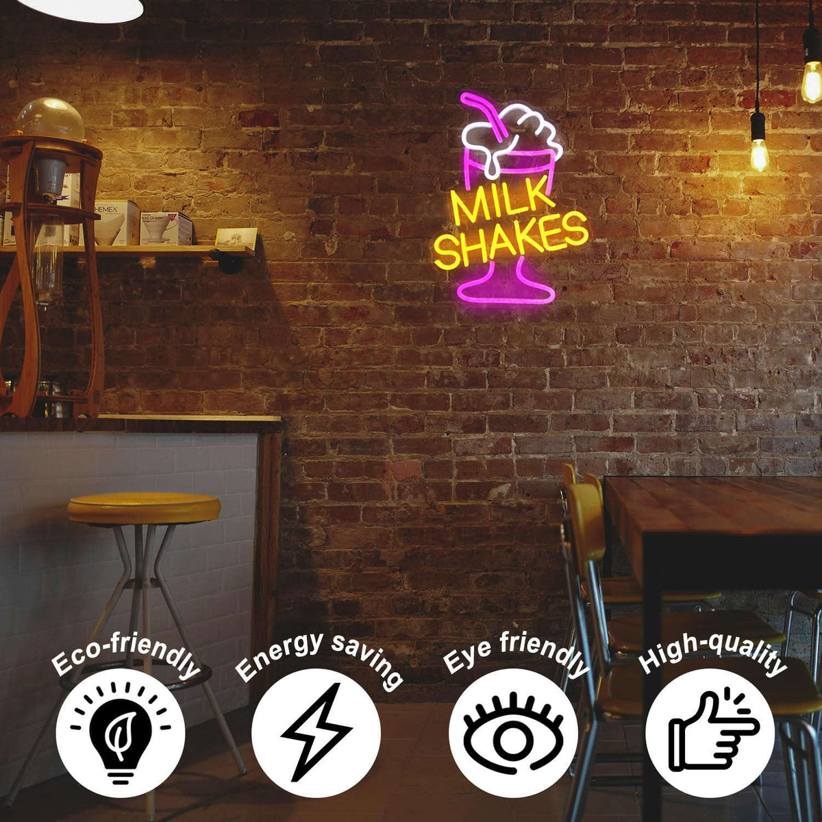 Milk Shakes Neon Signs Ice Cream Neon Sign Milk Tea LED Neon Light Frozen Yogurt Neon Signs for Wall Food Drink Restaurant Lights Neon Wall Decor Light Up Signs for Dessert Shop Bar Decor Neonsignsindia