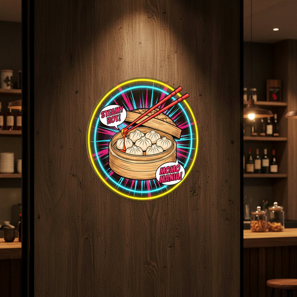 Momo UV print neon sign 18x18 inches Neonsignsindia