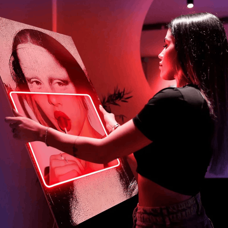 Mona Lisa Lollipop Pop Art Print with Neon Accent Neonsignsindia