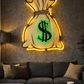 Money Bag LED Neon Sign – Hustle & Wealth Wall Art | Neon Signs India — Image 1