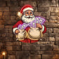 Money Bag Santa Neon Sign – Christmas Neon+poster Wall Art (22x24 inches) Neonsignsindia
