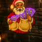 Money Bag Santa Neon Sign – Christmas Neon+poster Wall Art (22x24 inches) Neonsignsindia