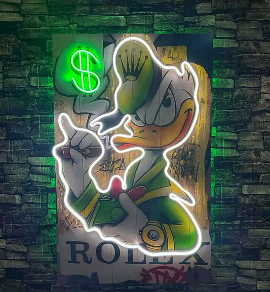 Money Duck Neon Wall Art – Luxury Street LED Sign | Neon Signs India