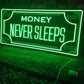 💸 Money Never Sleeps Neon Sign – Green Hustle LED Wall Art (36*18 INCH) | Neon Signs India — Image 2