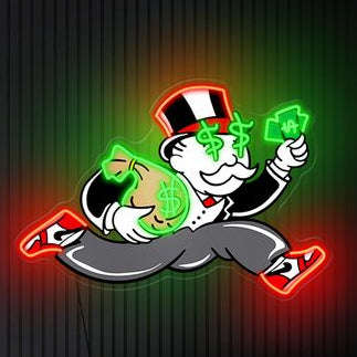 Money Runner Neon Wall Art – Monopoly Style Hustle LED Neon Sign | Neon Signs India — Image 2