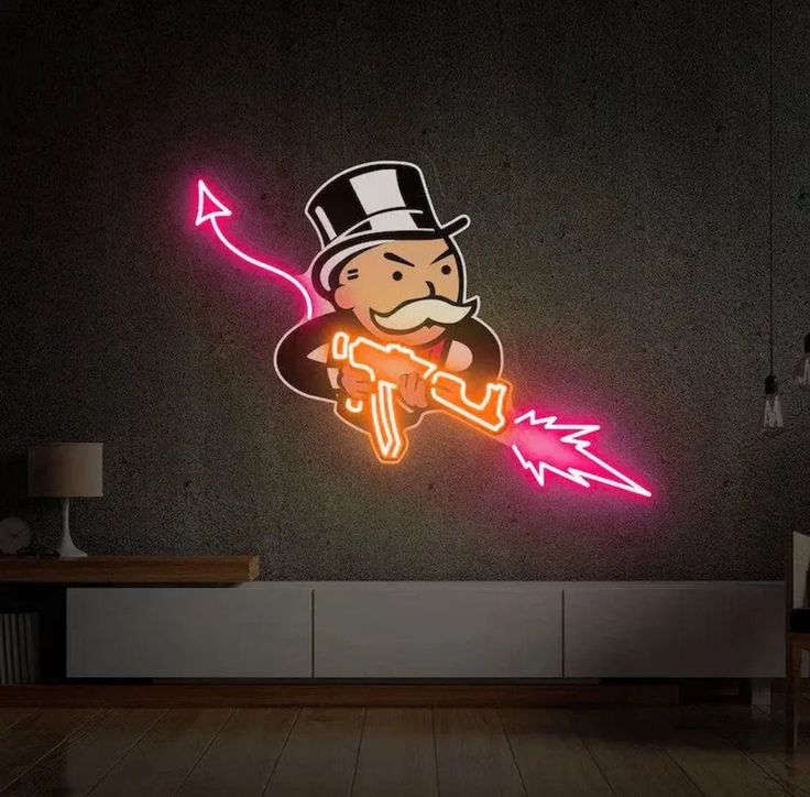 Money Tycoon Neon Wall Art – Gangster Monopoly Style LED Neon Sign | Neon Signs India — Image 2