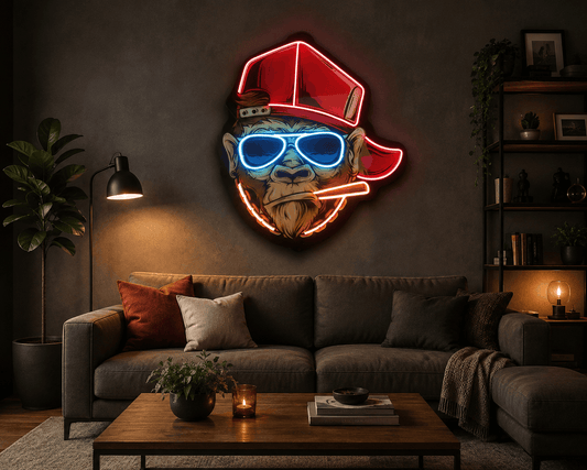 Monkey Rockstar Sunglasses LED Neon Sign – Pop Art Wall Decor for Bedroom & Gaming Room Neonsignsindia