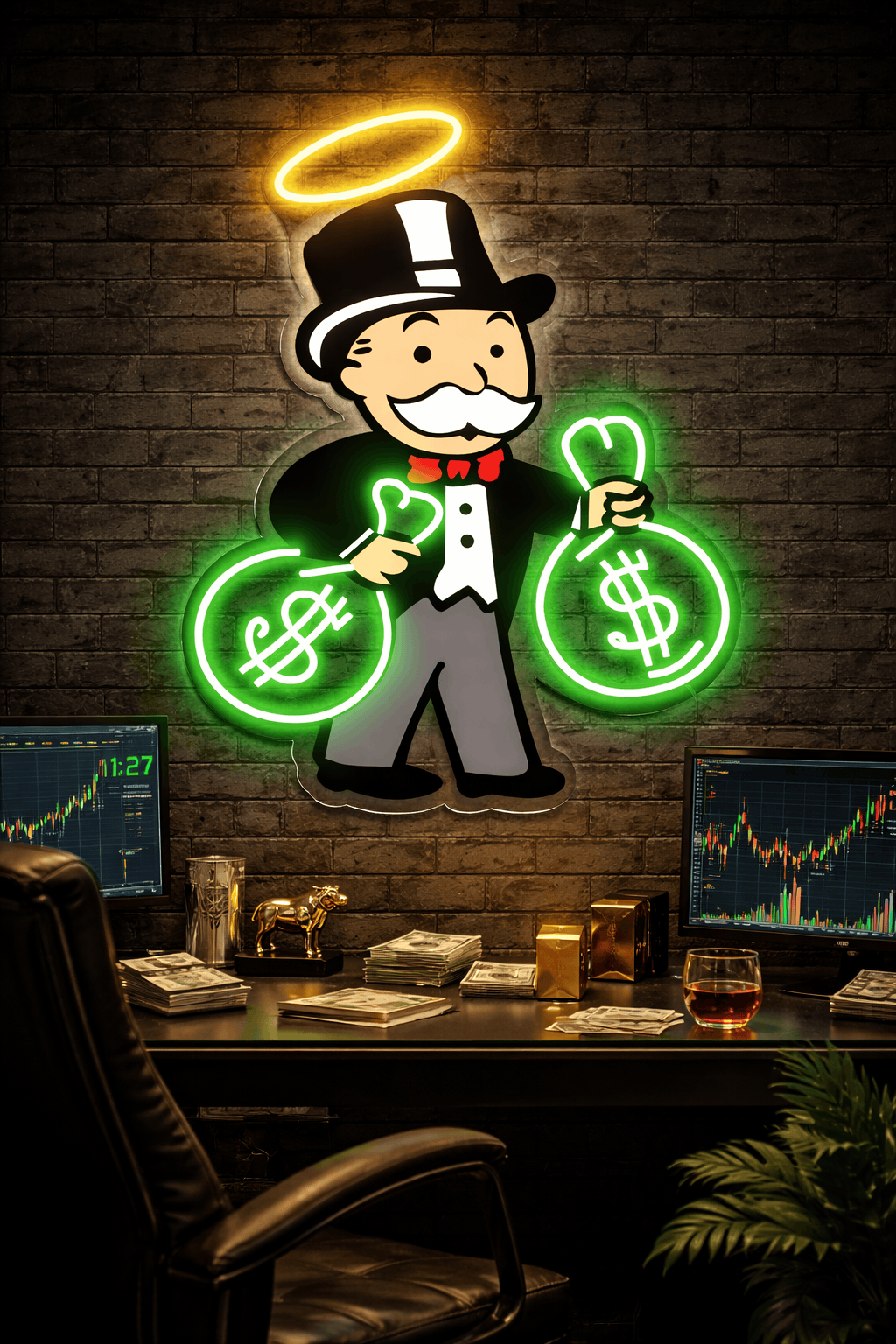 Monopoly Money King Neon Wall Art – LED Wealth & Hustle Sign | Neon Signs India — Image 1
