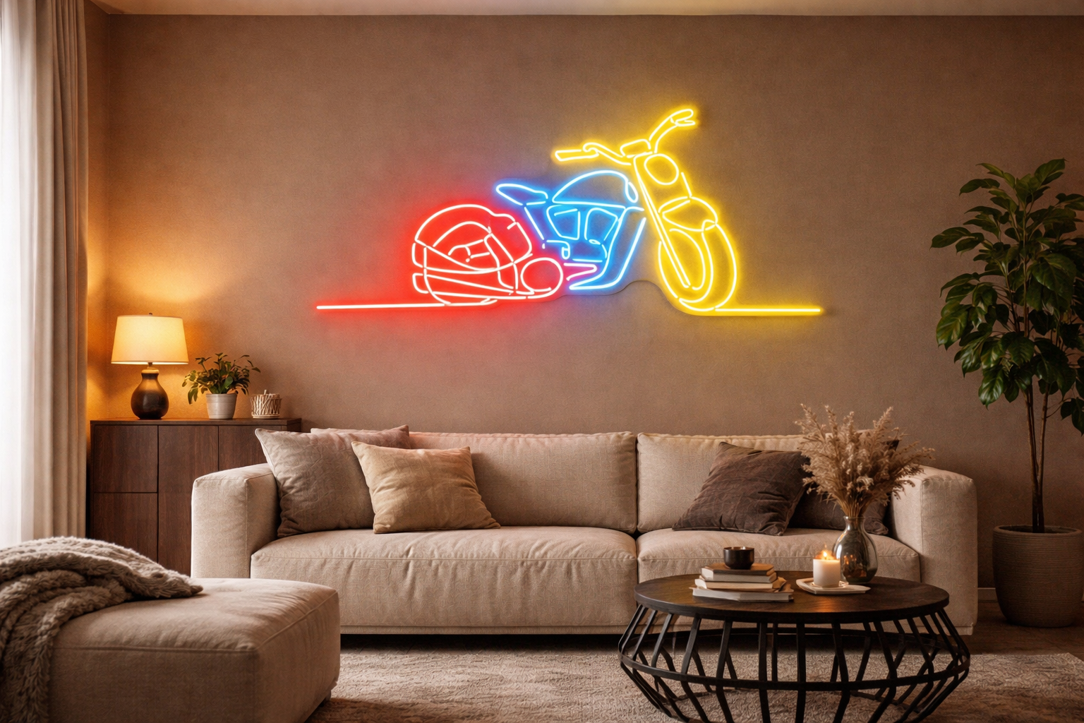 🏍️ Motorcycle Neon Sign – Rider LED Wall Light (3 ft × 1.5 ft) Neonsignsindia