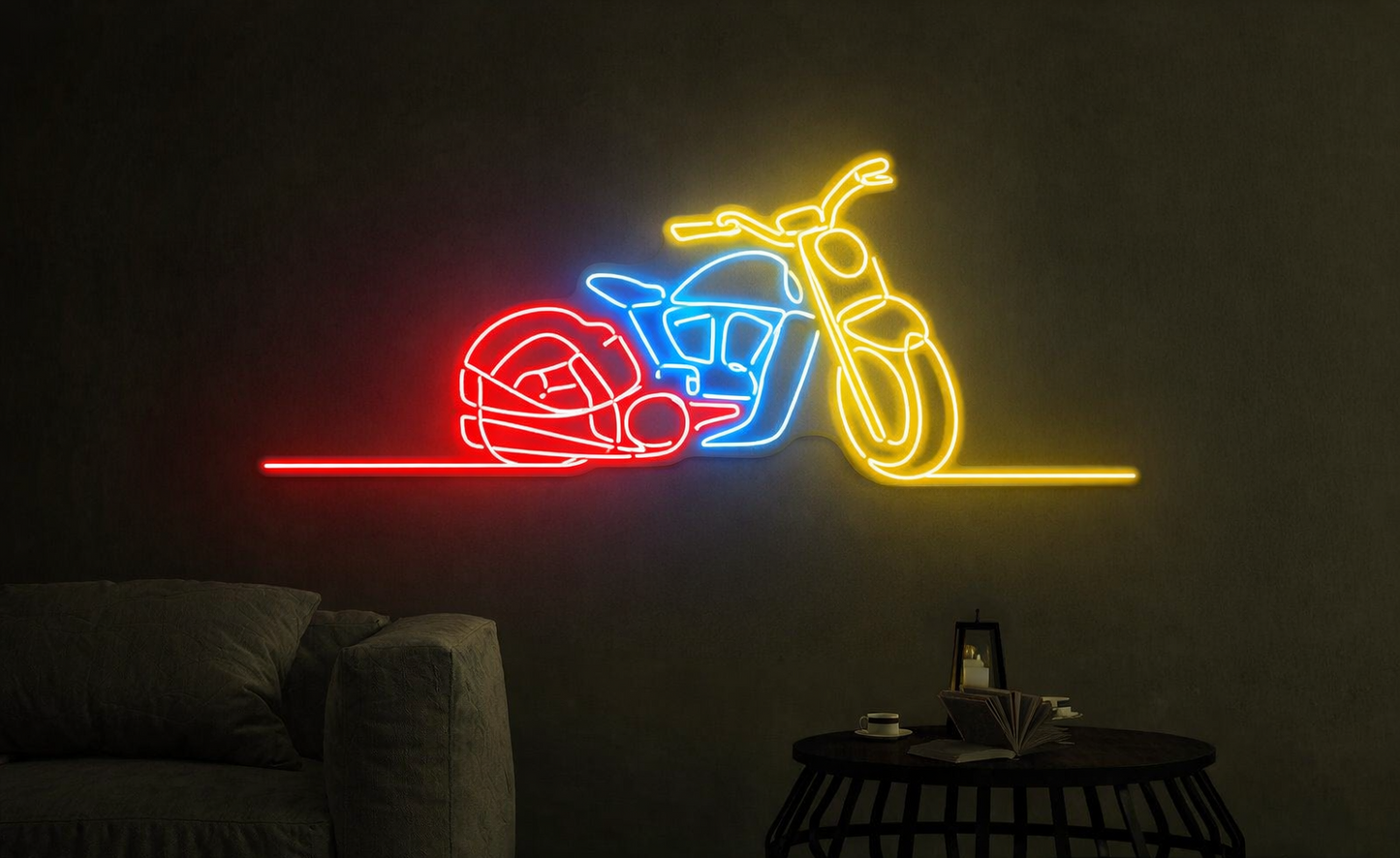🏍️ Motorcycle Neon Sign – Rider LED Wall Light (3 ft × 1.5 ft) Neonsignsindia