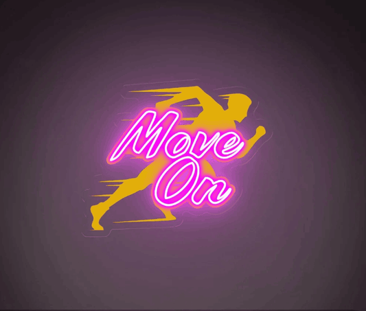 Move On  Uv Print Neon Wall Art – Motivational Runner LED Neon Sign | Neon Signs India — Image 1