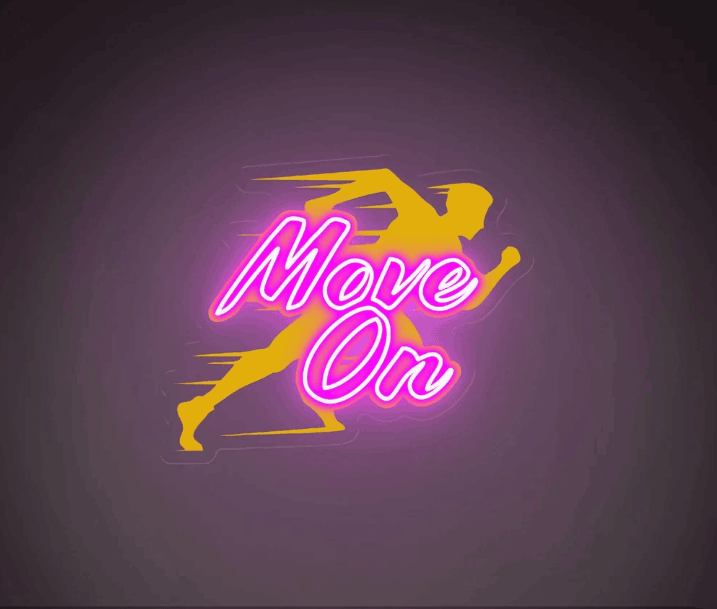Move On  Uv Print Neon Wall Art – Motivational Runner LED Neon Sign | Neon Signs India — Image 1