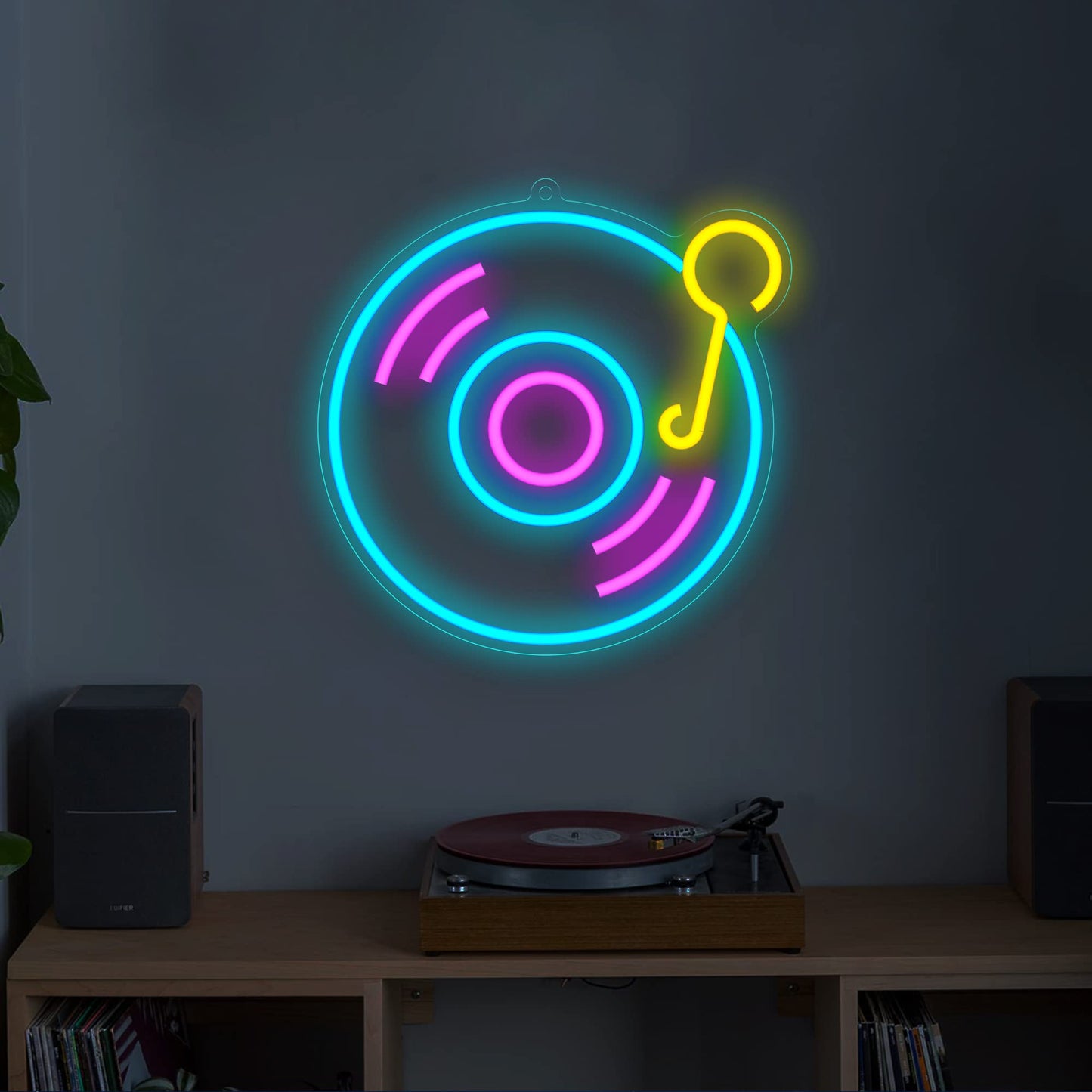 Music Record Neon Sign (12x12 inches) Neonsignsindia