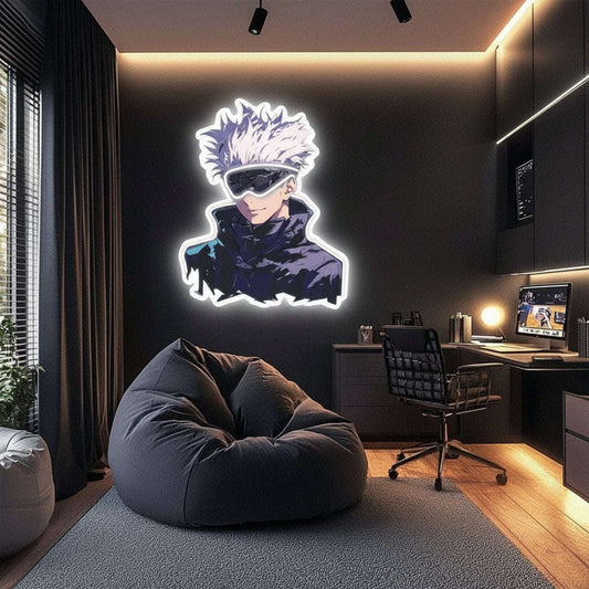 Mystic Anime Warrior Neon Wall Art – LED Glow Poster | Neon Signs India — Image 1