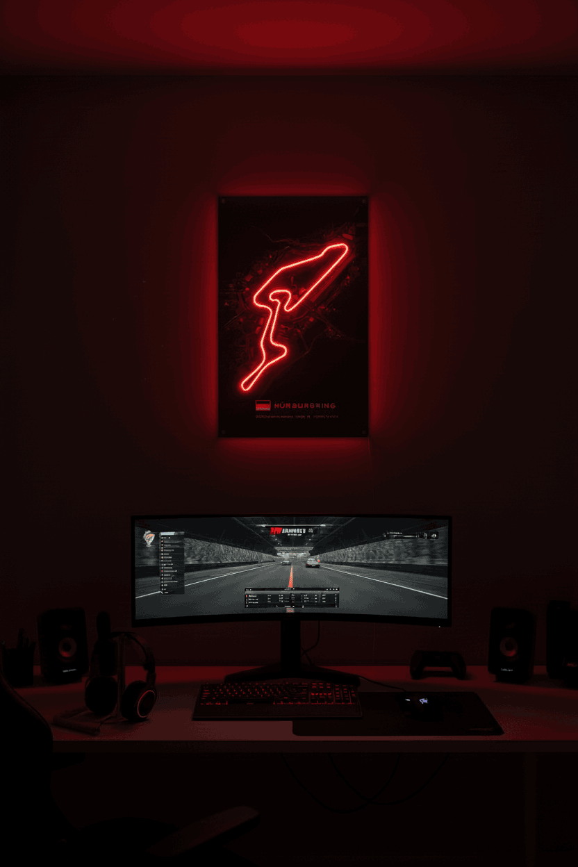 Nürburgring F1 Circuit Wall Art – Iconic Racing Track LED Style Poster - LED Neon Sign