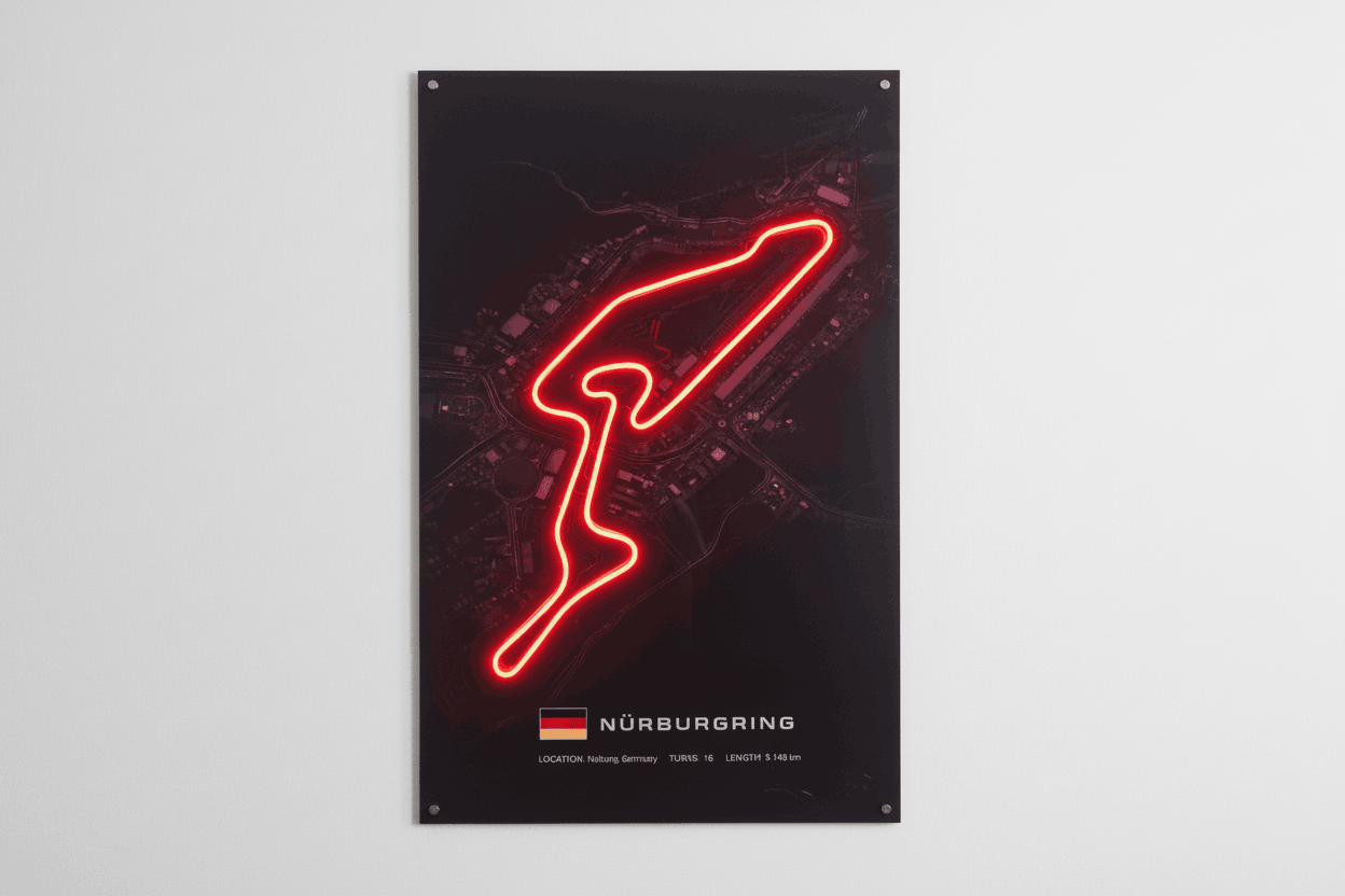 Nürburgring F1 Circuit Wall Art – Iconic Racing Track LED Style Poster - LED Neon Sign