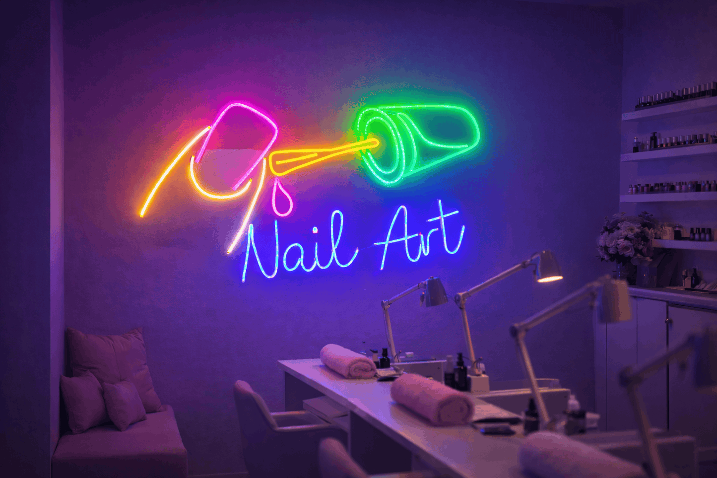 Nail Art Neon Light – Colorful Salon Wall Decor LED Sign (36*16 inch) | Neon Signs India — Image 1
