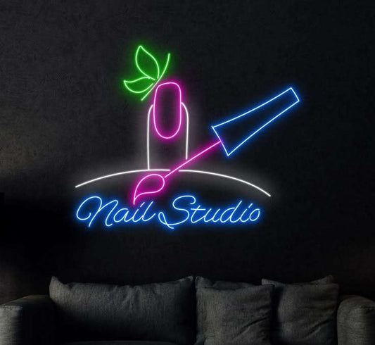 Nail Studio Neon LED Wall Sign – Beauty Salon & Nail Artist Decor (24*18 inch) | Neon Signs India