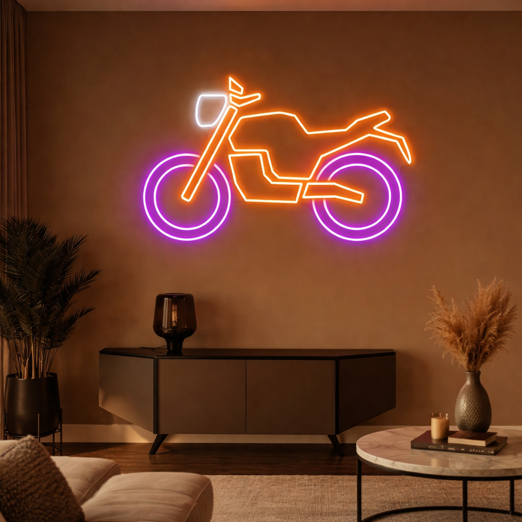 🏍️ Neon Motorcycle Wall Sign – Modern Bike LED Neon Light (3*2 feet) Neonsignsindia