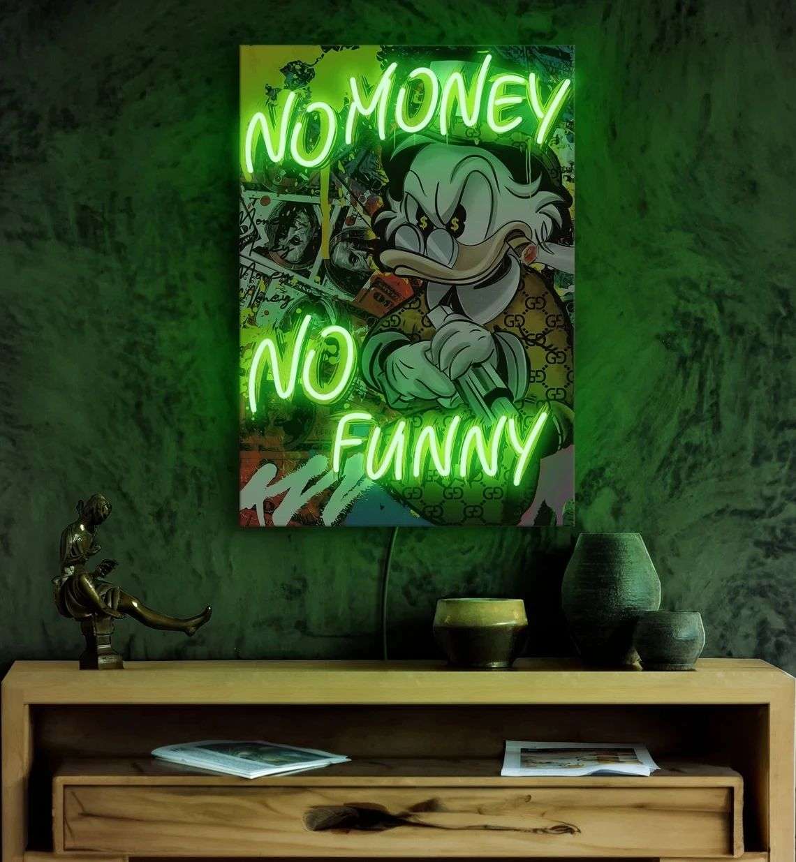 No Money No Funny Neon Sign – Humour LED Wall Art for Bar & Man Cave - LED Neon Sign