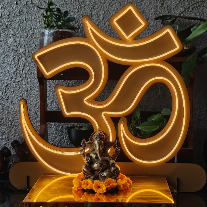 Ganesh Ji Decor - Om Gold Backdrop