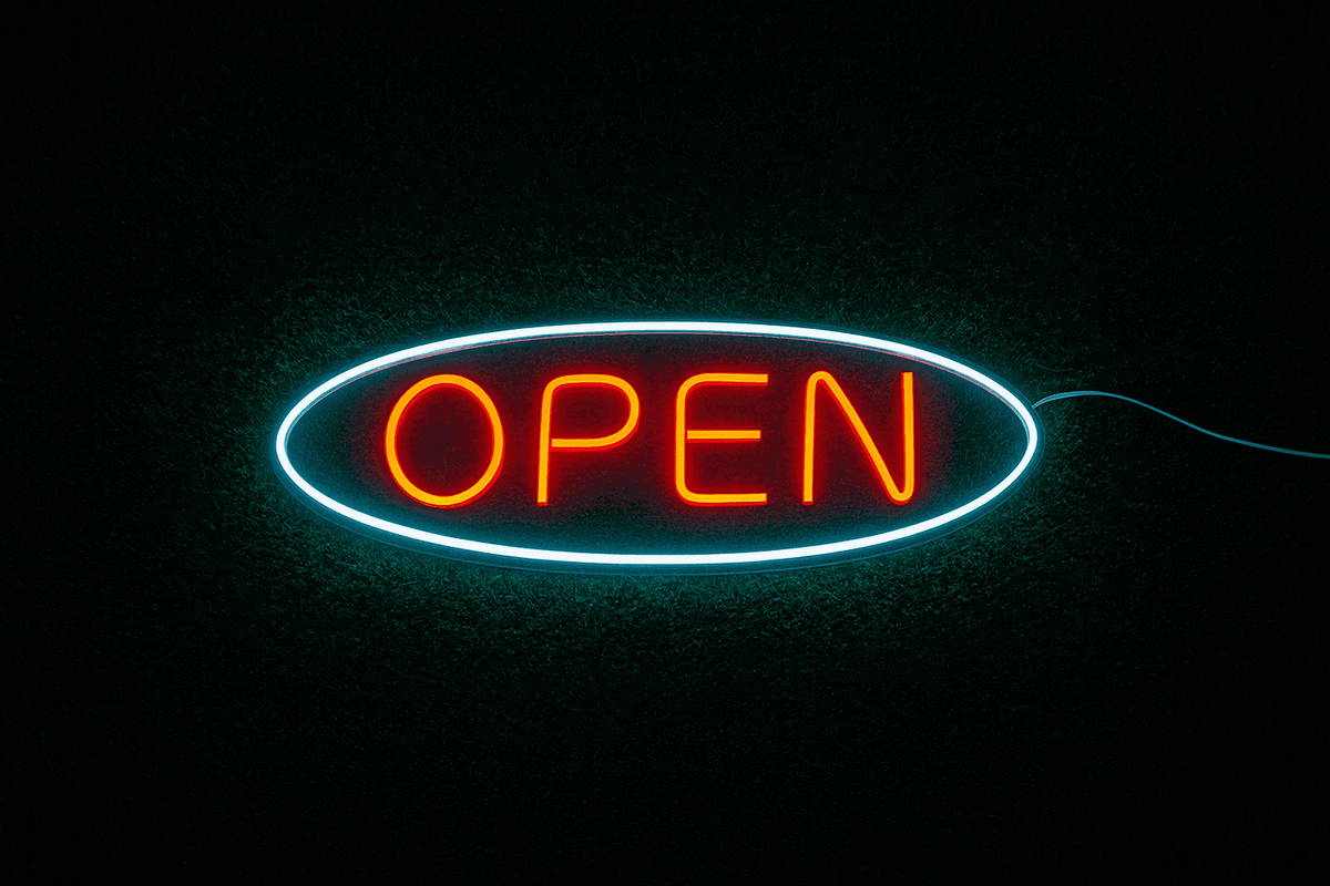 Open LED Neon Sign Light 6x18 inches Feet with Adaptor Neonsignsindia