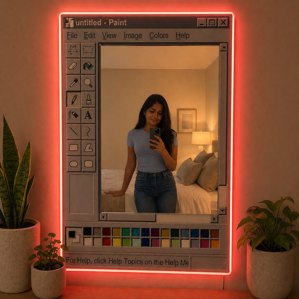 Mirror Neon Sign Paint - Red