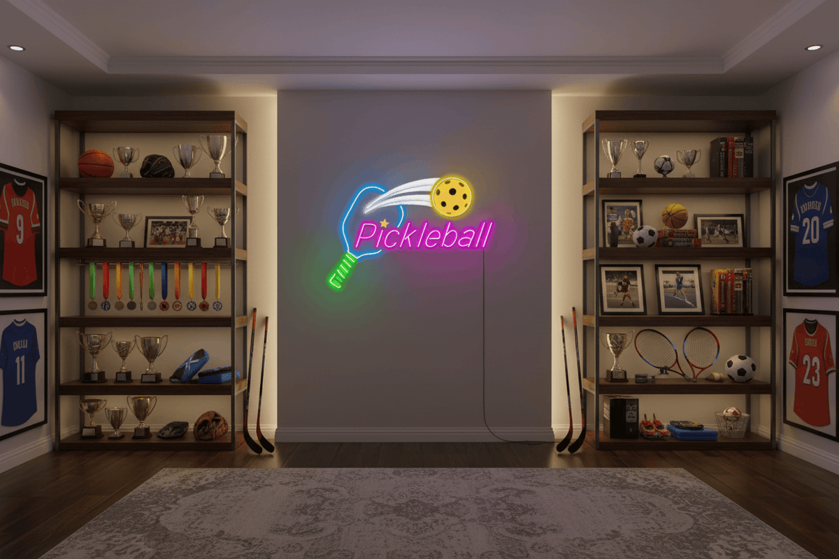 Pickleball Neon LED Wall Sign – Colorful Sports Paddle & Ball Light ...