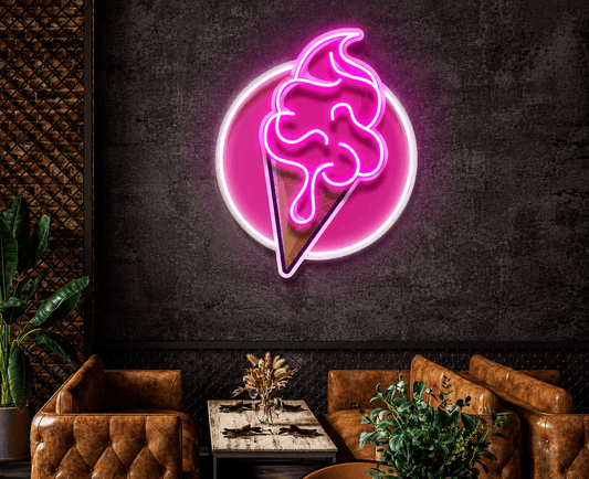 Pink Ice Cream Circle Neon Sign Neonsignsindia