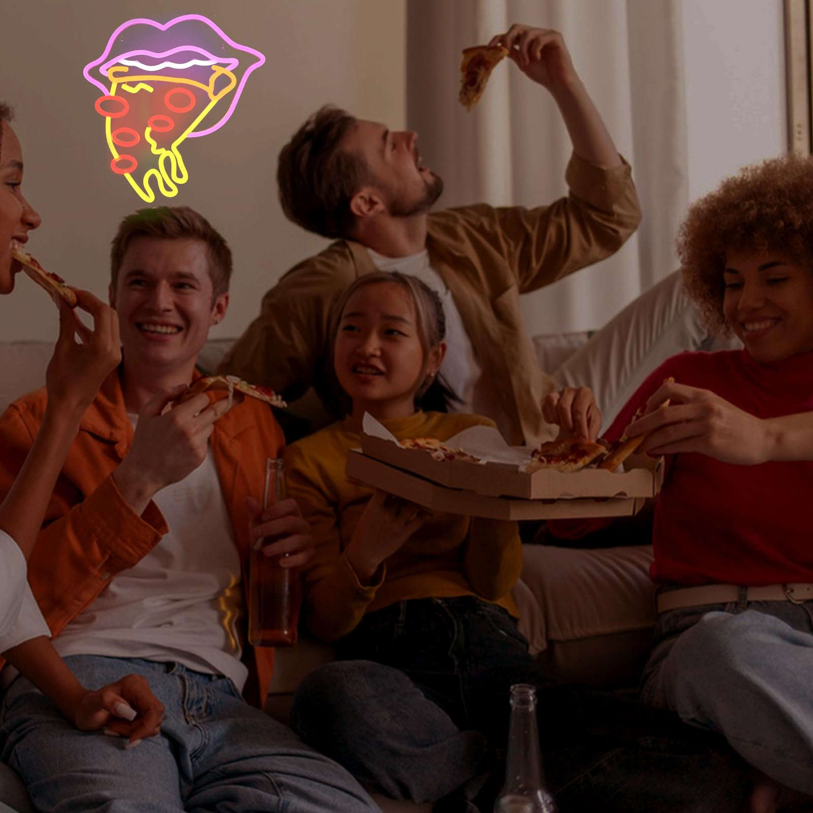 Pizza Neon Sign Lip Slice Light for Pizzeria Neonsignsindia