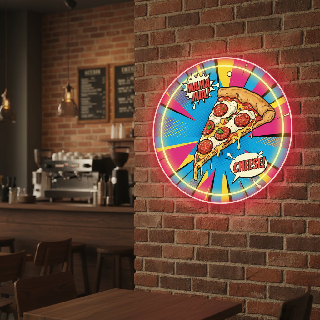 Pizza Slice UV Print Neon Sign (24x24 inches) 🍕✨ Neonsignsindia