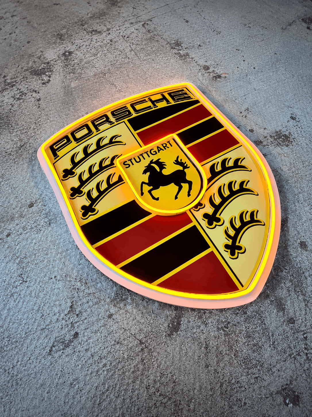 Porsche Crest UV Print Neon Sign - Neonsignsindia