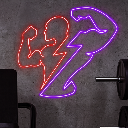 Power Builder Flex Neon Sign – LED fitness Gym Wall Light Neonsignsindia