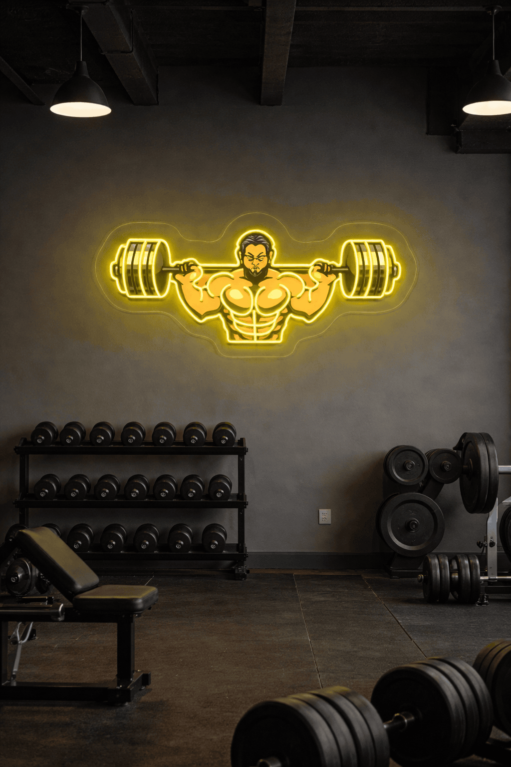 Power Lifter Neon Wall Light – Ultimate Gym Motivation Sign | Neon Signs India — Image 1
