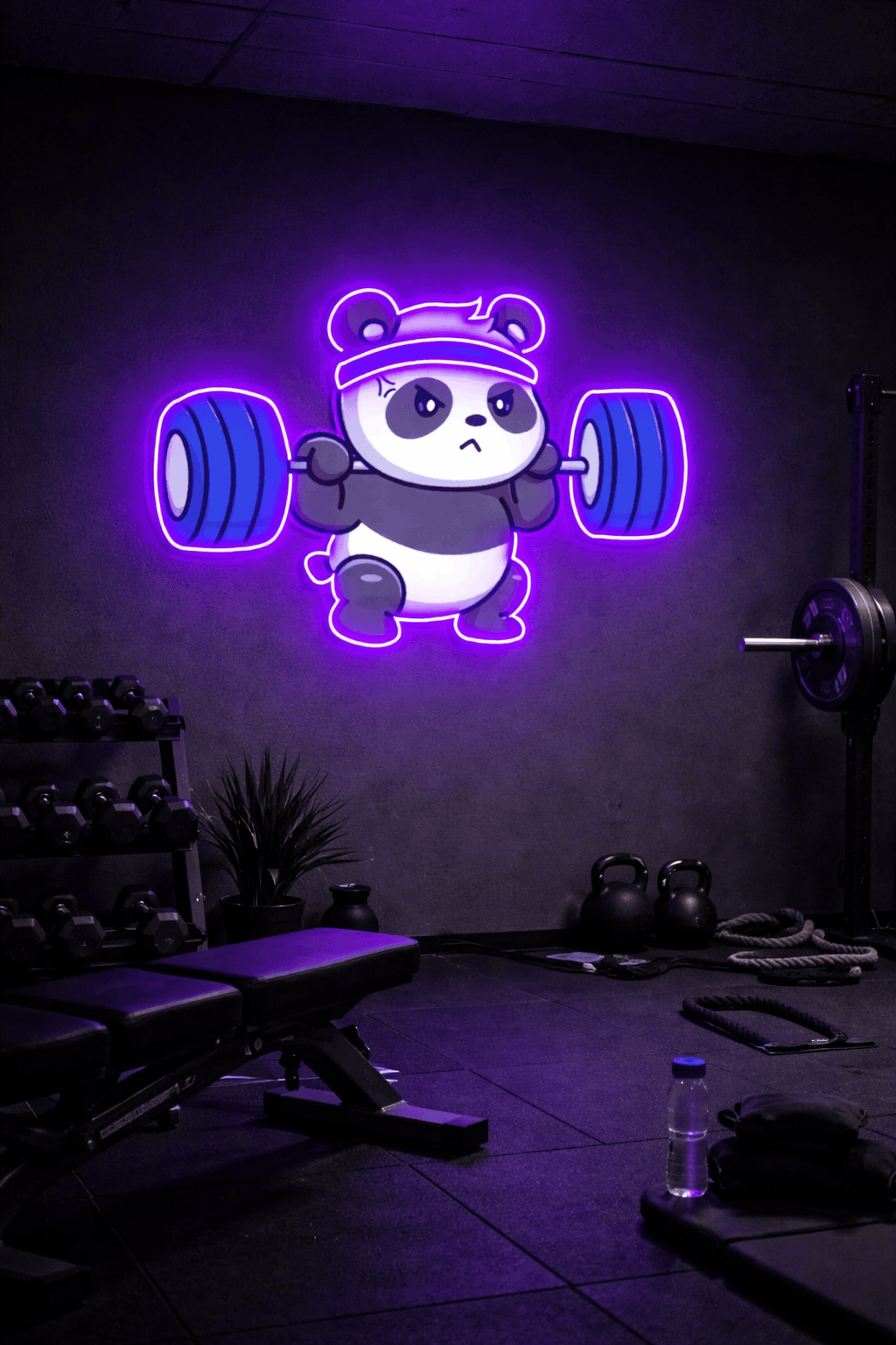 Power Panda Neon Wall Light – Gym & Workout Room LED Neon Sign | Neon Signs India — Image 1