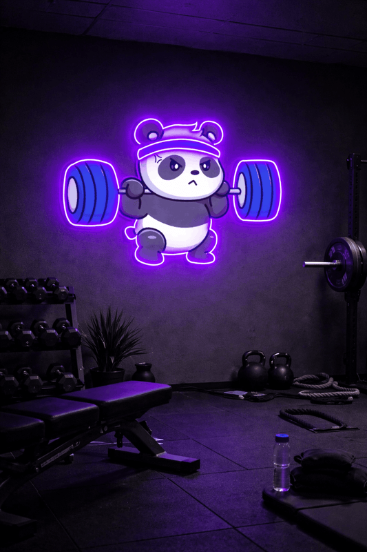Power Panda Neon Wall Light – Gym & Workout Room LED Neon Sign | Neon Signs India — Image 1