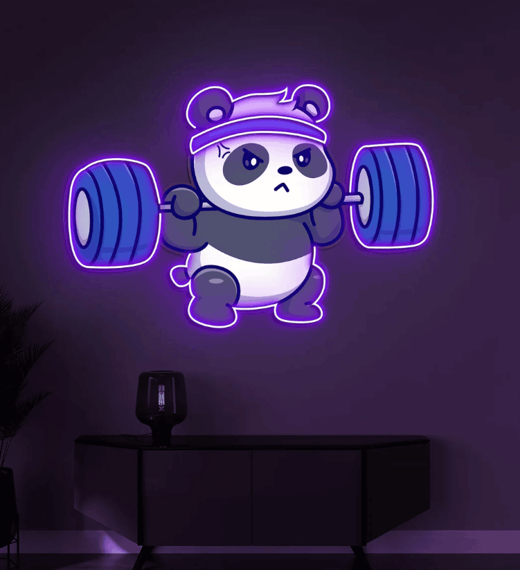 Power Panda Neon Wall Light – Gym & Workout Room LED Neon Sign | Neon Signs India — Image 2