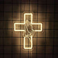 ✝️ Praying Hands Cross Neon Sign – Faith LED Wall Light Neonsignsindia