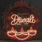 Custom Name Diwali Diya Neon with Glowing Motion Flames – flickering flames video