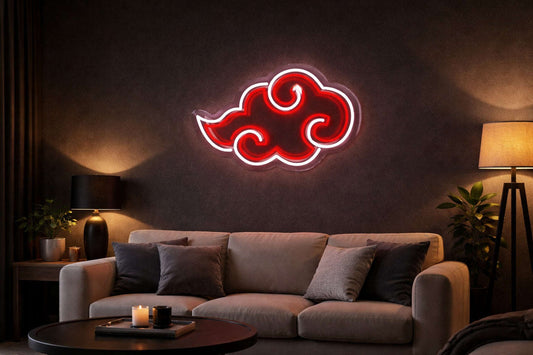 Red Cloud Neon Wall Light – LED Anime-Style Neon Sign Game room Neonsignsindia