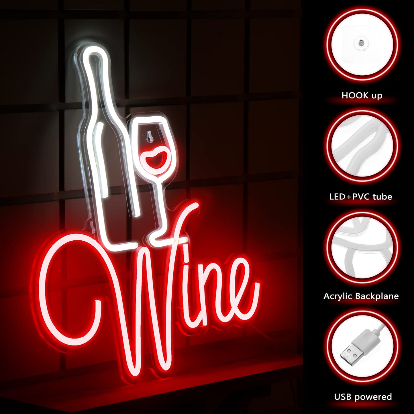 Red Wine Neon Signs (14x16 inches) Neonsignsindia