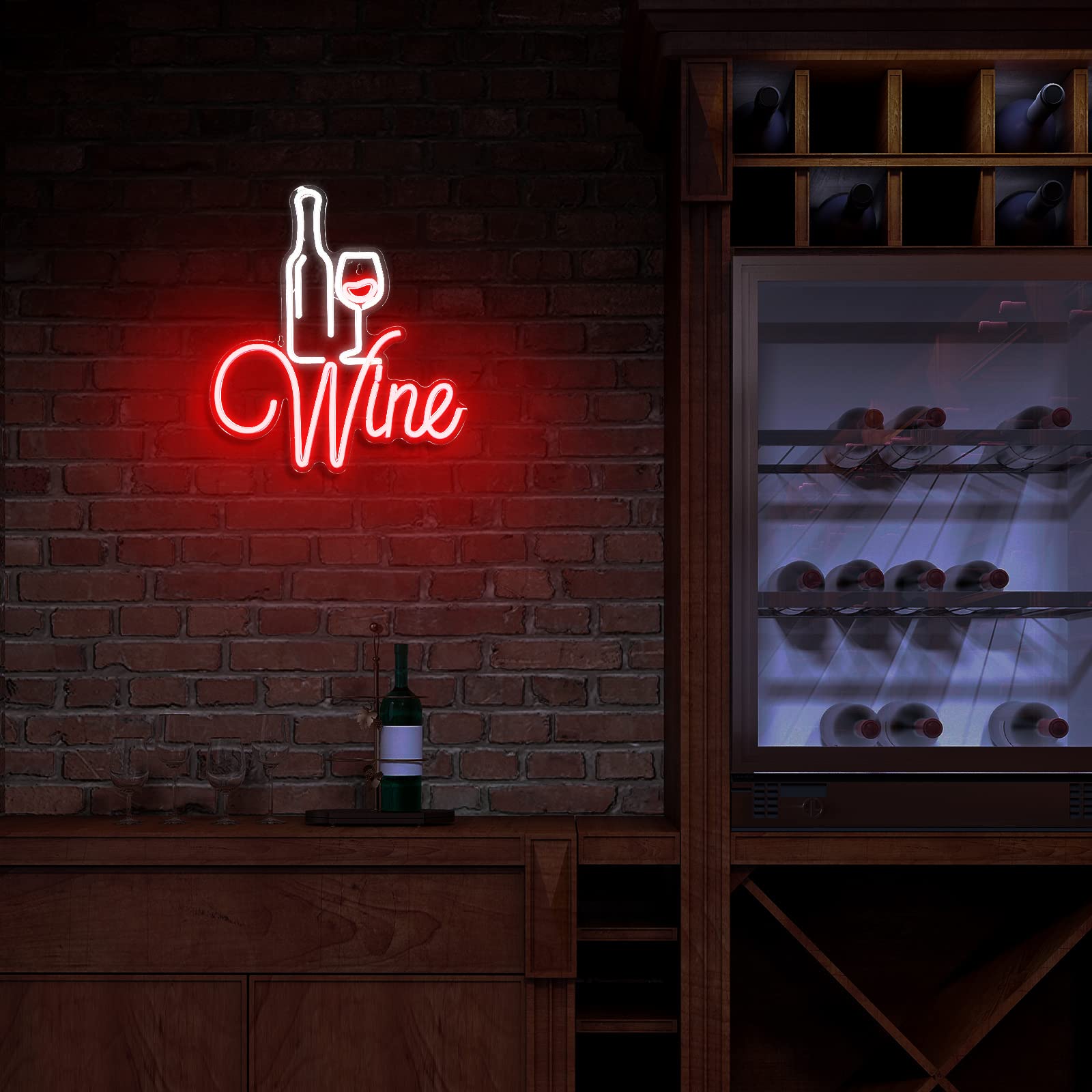Red Wine Neon Signs (14x16 inches) Neonsignsindia