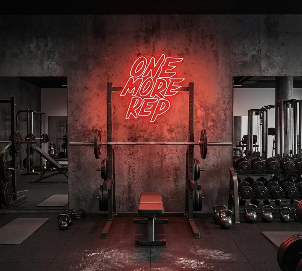 One More Rep Neon Sign – Gym Motivation LED Light