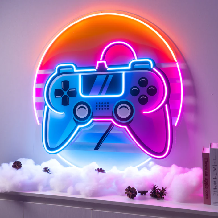 Retro Gamer Controller Neon Sign – RGB LED Wall Art for Game Room Neonsignsindia