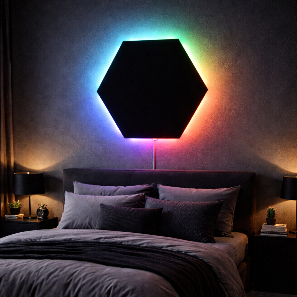 RGB Hexagon Neon Wall Light – Modern Geometric LED Wall Art Neonsignsindia
