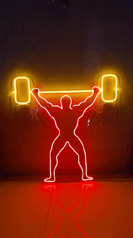 💪 Power Lift Motion Neon LED Wall Sign – Gym Motivation Light Art